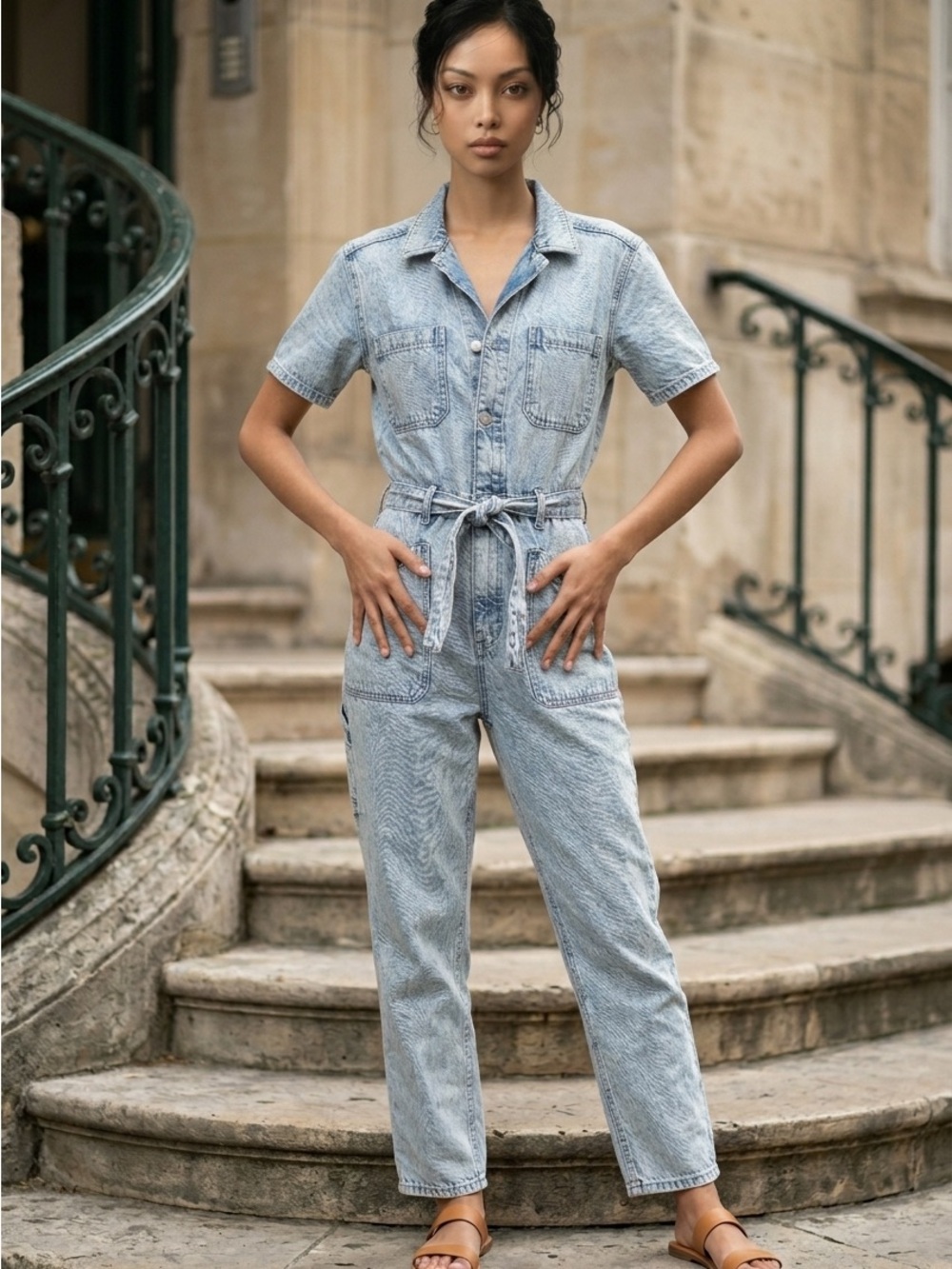 pistola Light Blue Denim Jumpsuit